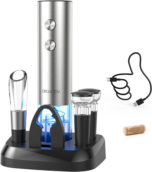 Electric Wine Opener Stainless Steel Rechargeable Automatic Wine Bottle Opener Set
