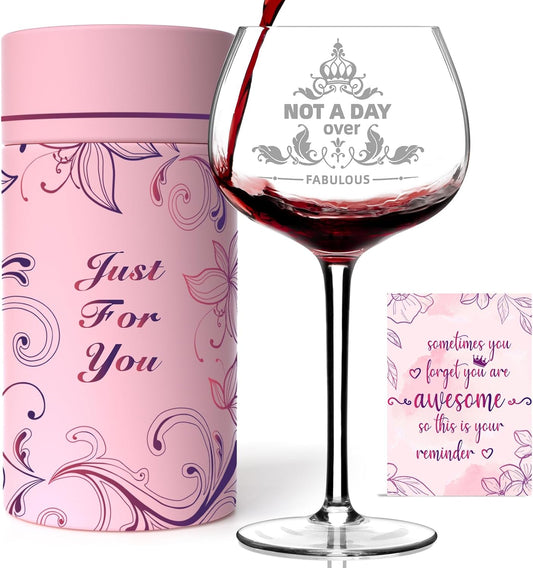 Not a Day Over Fabulous Personalized Wine Glass