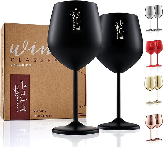 Stainless Steel Wine Glass- Set of 2