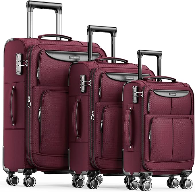 3 Piece Luggage Set- Wine Red