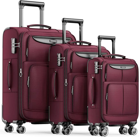 3 Piece Luggage Set- Wine Red