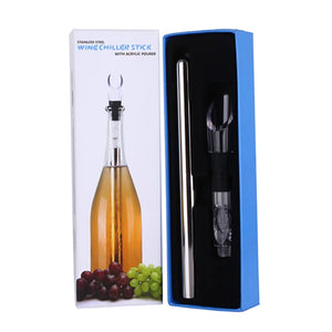 Stainless Steel Ice Wine Chiller Stick With Wine Pourer Cooling Stick Cooler Beer Beverage Frozen Stick Ice Cool Bar Accessories